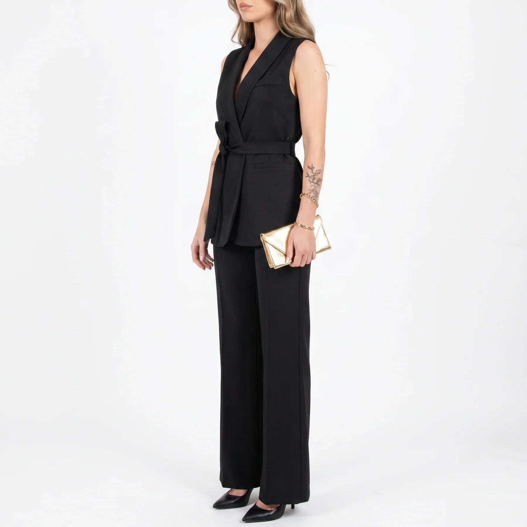 Women's Tailored Two-Piece Suit Set with Belt