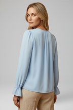 Women's puff sleeve pleated blouse for Office Wear