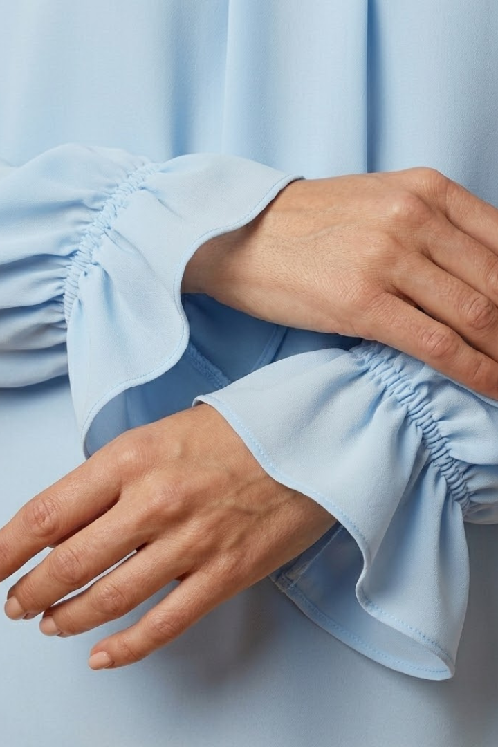 Women's puff sleeve pleated blouse for Office Wear