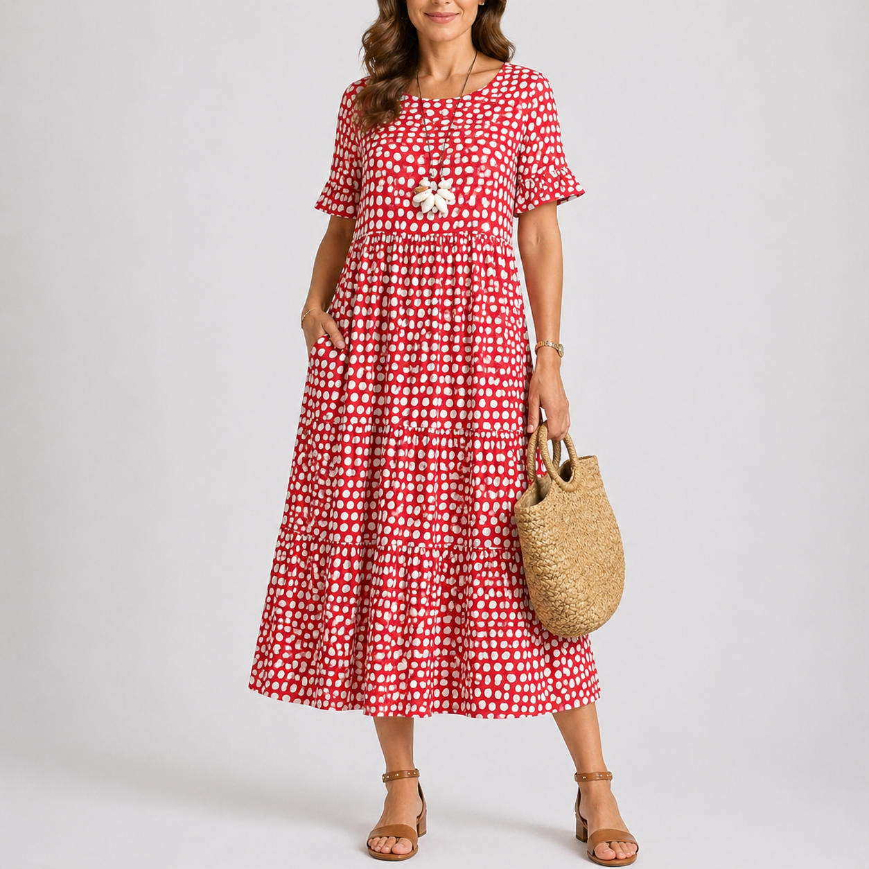 Women’s Summer Casual Polka Dot Midi Dress