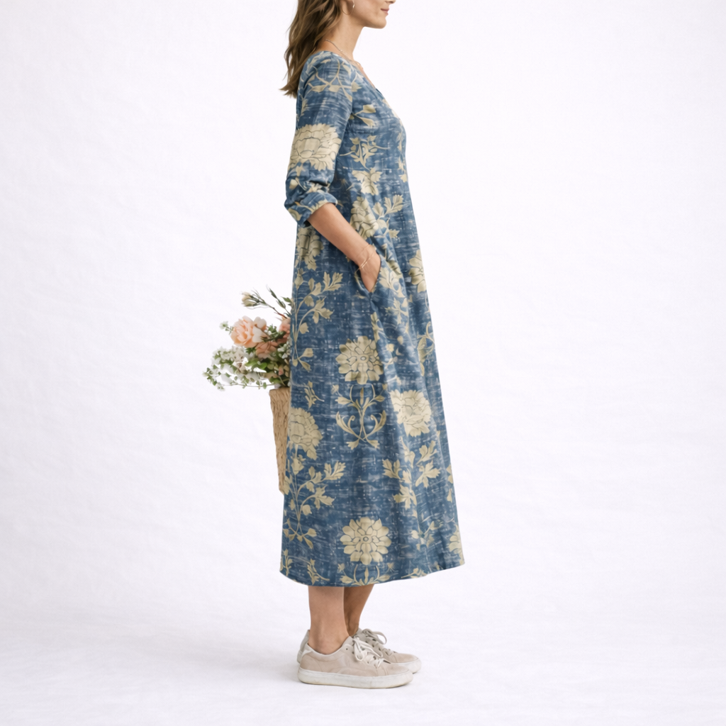 Linen Floral Dress