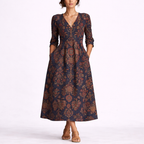 Elegant Floral Linen Dress