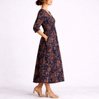 Elegant Floral Linen Dress