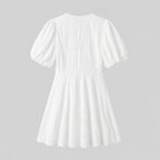 Women’s White Floral Midi Dress with V-Neck