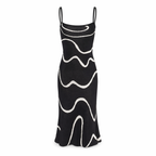 Women’s Black Sleeveless Knit Midi Dress with Mermaid Hem