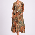 Women’s Summer Floral Midi Dress with V-Neck