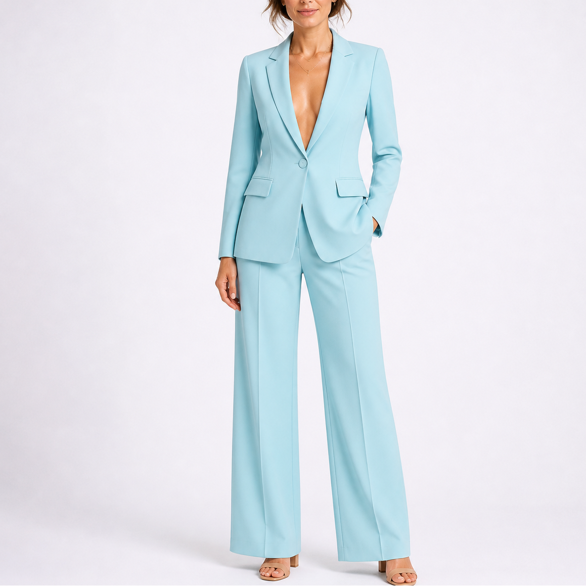 Women’s Tailored Blazer and Wide-Leg Pants Set