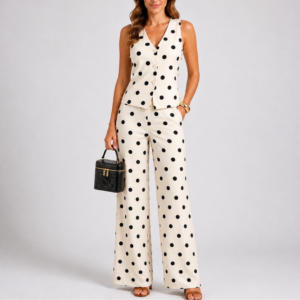 Women’s Summer Two Piece Set – Polka Dot