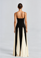 Women’s Maxi Cocktail Dress – Sculpted Top & Flowing Skirt