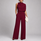 Women’s Jumpsuit with Sleeveless Upper and Wide-Leg Design