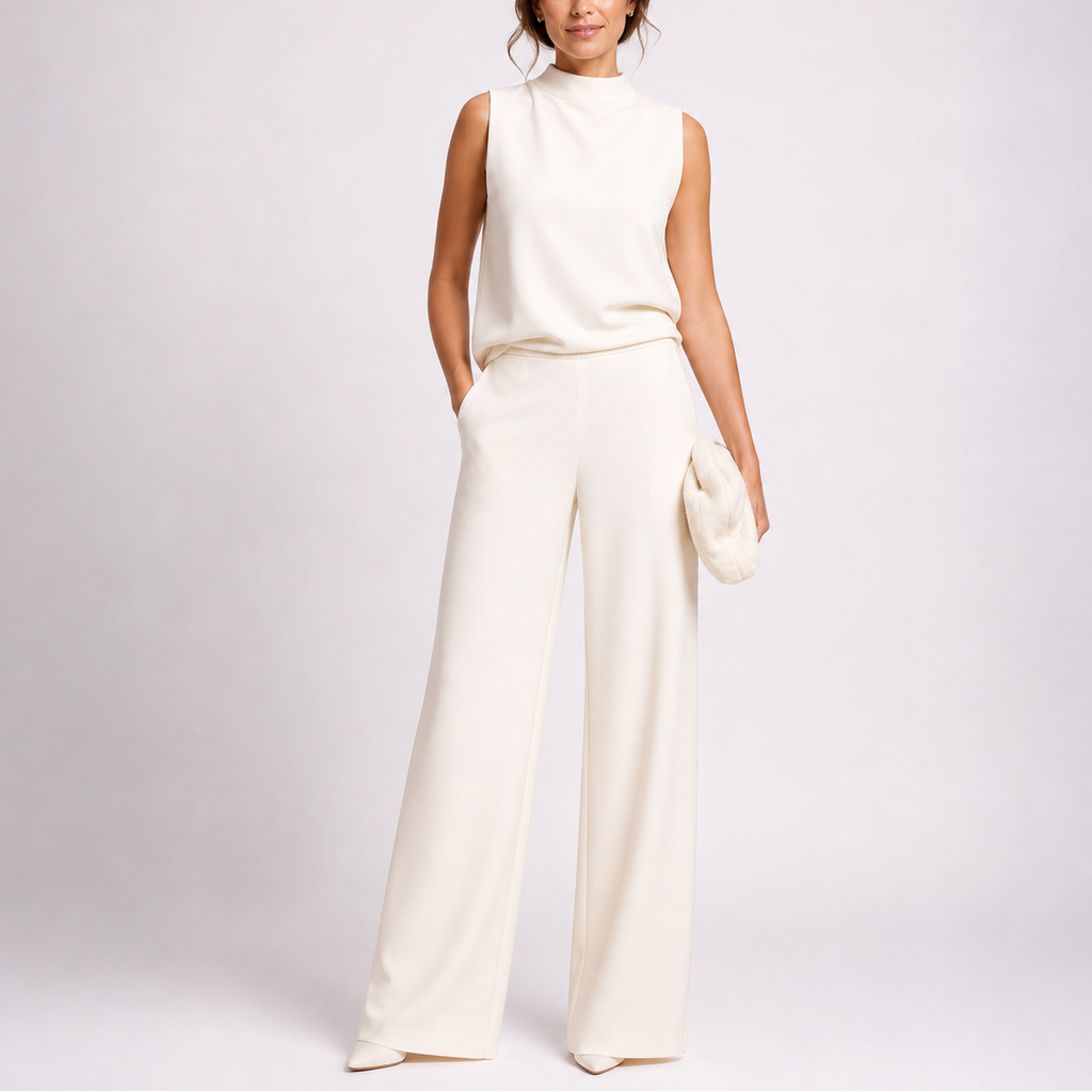 Women’s Jumpsuit with Sleeveless Upper and Wide-Leg Design