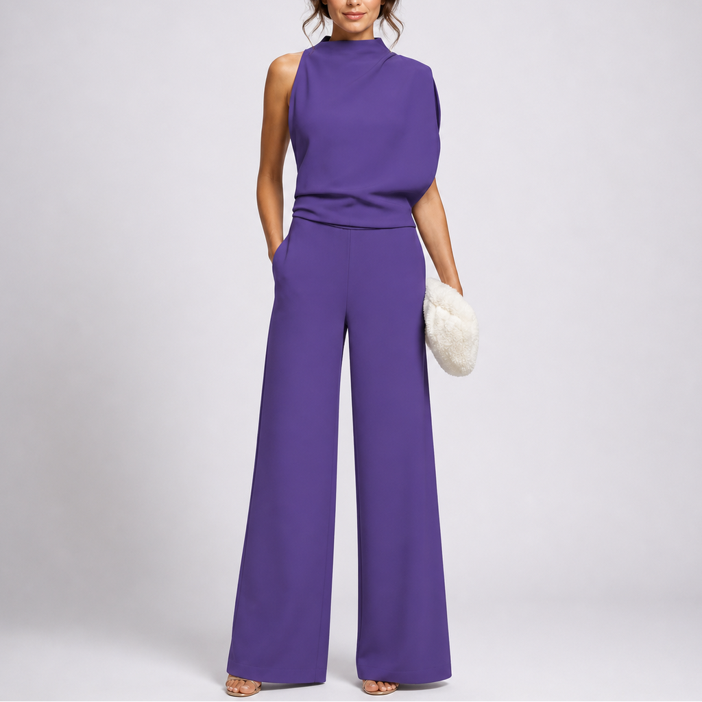 Women’s Jumpsuit with Sleeveless Upper and Wide-Leg Design